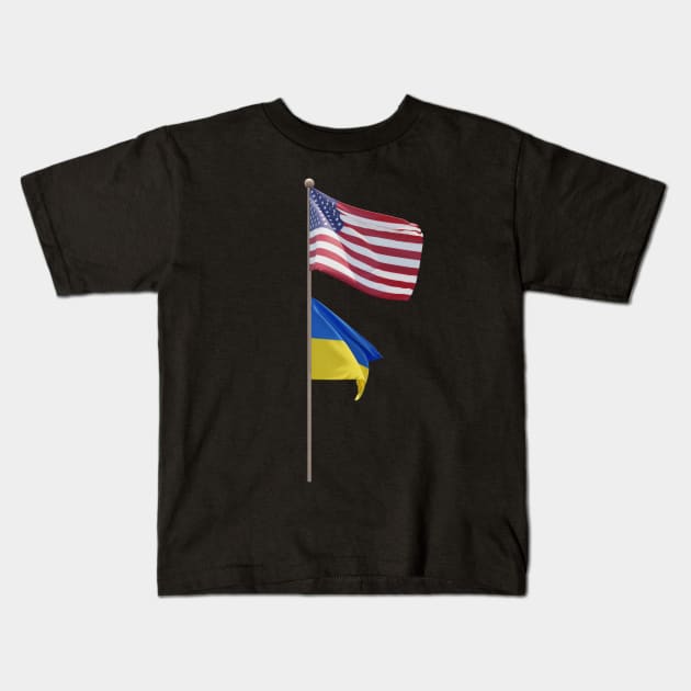 USA Ukraine Flag Pole Brotherhood Kids T-Shirt by MAR-A-LAGO RAIDERS